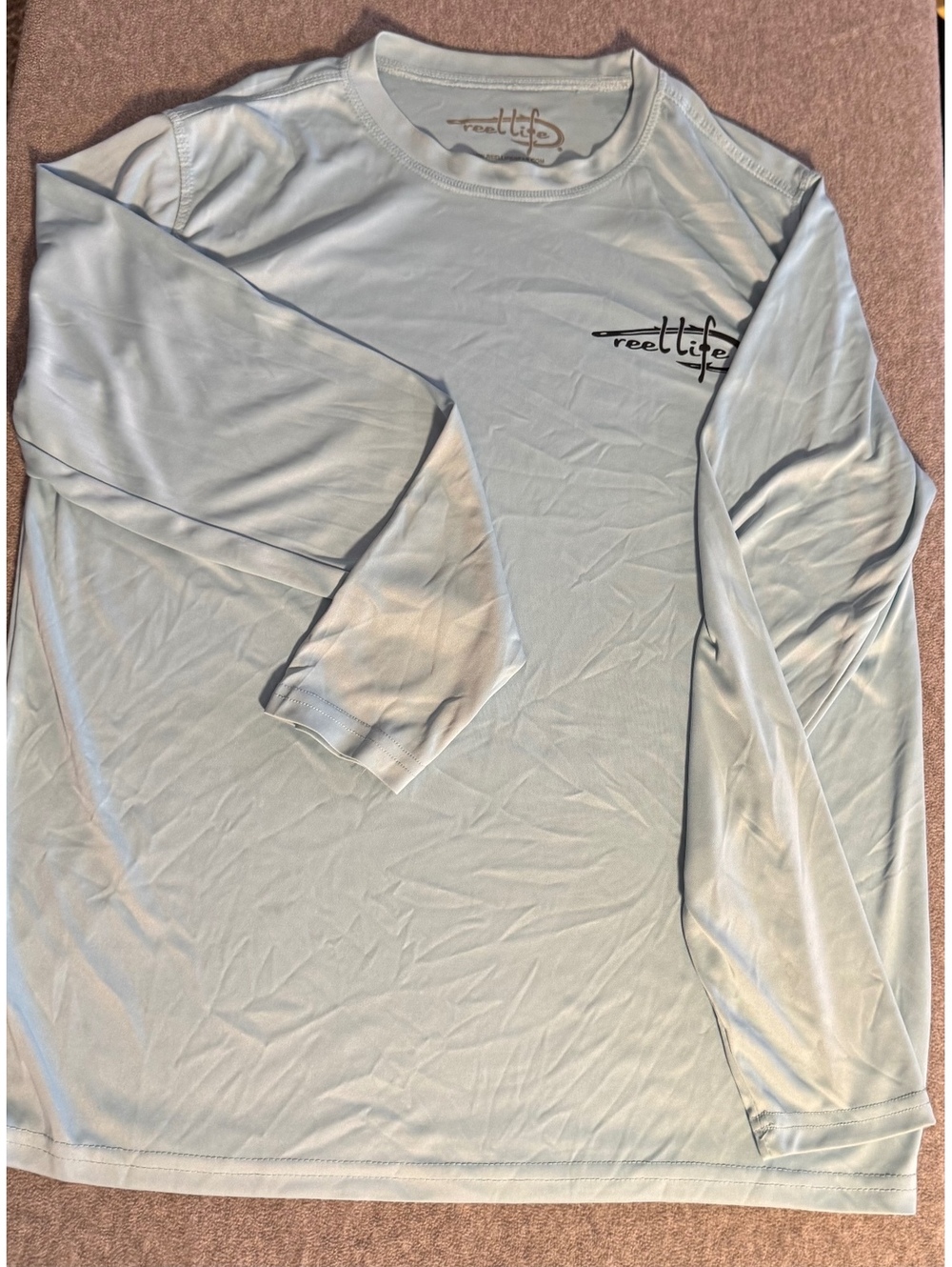 Reel Life Womens Long Sleeve Raised on the Water Performance Shirt Light Blue